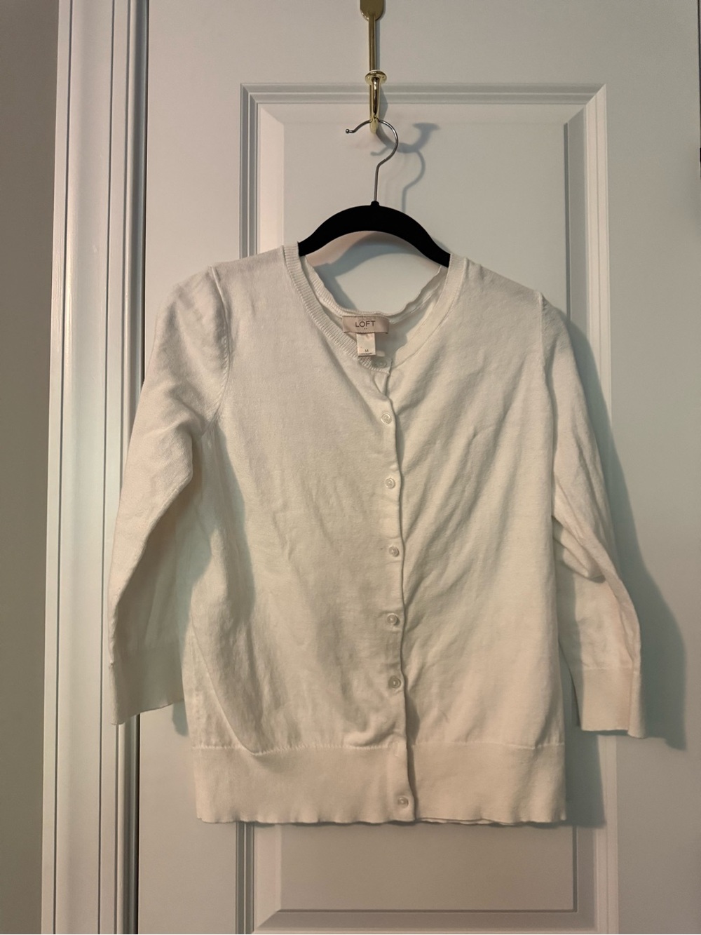 LOFT White Button-Front Women’s Cardigan Sweater
